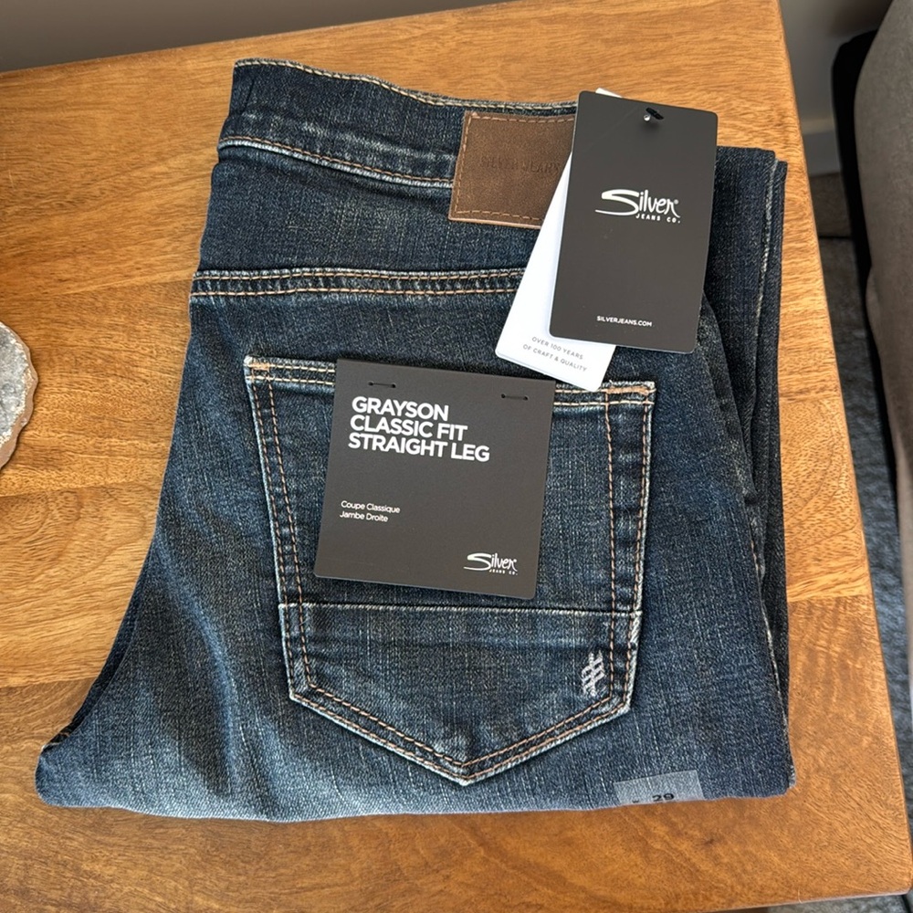Brand New Grayson Fit Silver Jeans